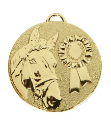AM1047.01 GOLD HORSE AND ROSETTE MEDAL FROM SHOWSTOPPERS LTD
